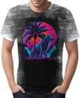 Camiseta Camisa Estampada T-shirt Face Lobo Neon Canino 4