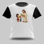 Camiseta Camisa Jesus Dando Flores Para Crianças