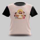 Camiseta Camisa Jesus em Seu Trono com Crianç@s