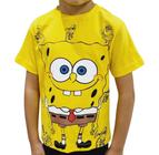 Camiseta camisa manga curta Infantil Bob Esponja algodão