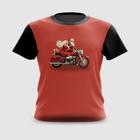 Camiseta Camisa Papai e Mamãe Noel Motociclistas Natal