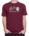 Camiseta Camisa Paz Amor Cachorro Blusa Peace Love Dog