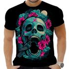 Camiseta Camisa Personalizada Rock Horror Caveira 80_x000D_