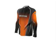 Camiseta Camisa Pesca Proteção Uv50 Mar Negro Laranja Clean M