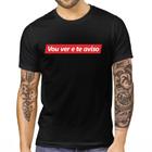 Camiseta camisa preta frases compromisso vou ver e te aviso