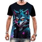 Camiseta Camisa Tshirt Animais Cyberpunk Lobos Matilha HD 3