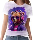 Camiseta Camisa Tshirt Animais Óculos Urso Fone Moderno 4