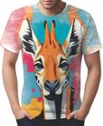 Camiseta Camisa Tshirt Animal Savana Girafa Pop Art Retrato