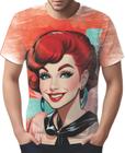 Camiseta Camisa Tshirt Estampa Mu.lher Ruiva Pop Art Moda 3