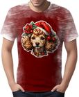 Camiseta Camisa Tshirt Natal Festa Cachorro Poodle Cão Neve