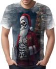 Camiseta Camisa Tshirt Natal Festa Papai Noel Caveira Dark 1