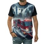 Camiseta Carro De Bombeiros Operações Sirenes Resgate Arte