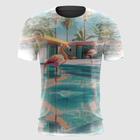 Camiseta Casa de Verão com Flamingos