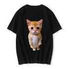 Camiseta Casual com Impressão 3D de Gato Engraçado - Estilo Harajuku - Unissex