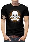 Camiseta Caveira PLUS SIZE Rock Moto Masculina Blusa Fundo L