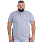 Camiseta Cinza Mescla 100% Algodão Polo Masculina Plus Size Macia