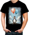 Camiseta Colorida Bebê Pinguim com Balões Crianças 11