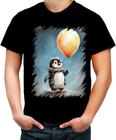 Camiseta Colorida Bebê Pinguim com Balões Crianças 7