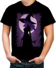 Camiseta Colorida Bruxa Halloween Púrpura Festa 11