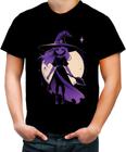 Camiseta Colorida Bruxa Halloween Púrpura Festa 6