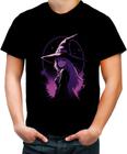 Camiseta Colorida Bruxa Halloween Púrpura Festa 7
