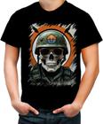 Camiseta Colorida Caveira Militar Logo Guerra 1