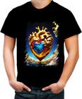 Camiseta Colorida Coração de Ouro Líquido Gold Heart 4