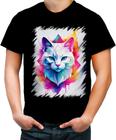 Camiseta Colorida de Gatinho Colorido Neon Vetor 15