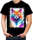 Camiseta Colorida de Gatinho Colorido Neon Vetor 8