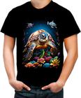 Camiseta Colorida de Tartaruga Marinha Desenhada 6