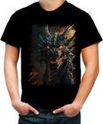 Camiseta Colorida Dragão Dragon Chamas Infernal Fogo 4