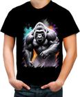 Camiseta Colorida Gorila Furioso Força Feroz Zoo 4