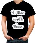 Camiseta Colorida I live With Jesus Biblia Gospel 2