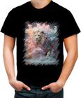Camiseta Colorida Leão Rei Explosão de Cores Hipnotizante 3