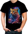 Camiseta Colorida Leopardo Ondas Magnéticas Vibrante 11