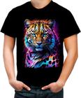 Camiseta Colorida Leopardo Ondas Magnéticas Vibrante 13