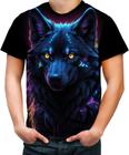 Camiseta Colorida Lobo Dark Silhueta Fantasmagórica 1