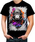 Camiseta Colorida Macaco Monkey Ilustrado Vetor 1