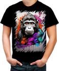 Camiseta Colorida Macaco Monkey Ilustrado Vetor 3