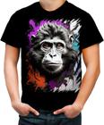 Camiseta Colorida Macaco Monkey Ilustrado Vetor 8