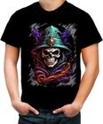 Camiseta Colorida Mago Caveira Trevas Magia 5