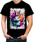 Camiseta Colorida Páscoa Coelhinho Artístico Design 6