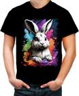 Camiseta Colorida Páscoa Coelhinho Artístico Design 8