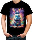 Camiseta Colorida Páscoa Coelhinho Ondas Magnéticas 3