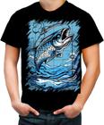 Camiseta Colorida Pesca Esportiva Peixes Azul Paz 1