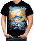 Camiseta Colorida Pesca Esportiva Peixes Azul Paz 6 - Kasubeck Store