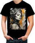 Camiseta Colorida Pintura a Carvão Mulher Arte Esfumaçada 5