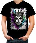 Camiseta Colorida Rainha Mexicana Dama Esqueleto 4