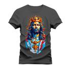 Camiseta Confortável Premium Macia Jesus Cristo Aquarela
