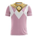 Camiseta Cosplay Uniforme Power Rangers Rosa Envio Hoje